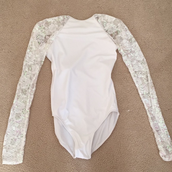 white lace leotard